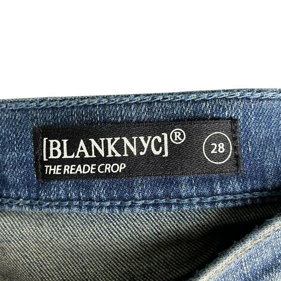 Blank NYC 28 Reade Crop Blue Medium Wash Denim Mid Rise Skinny Jeans Pockets - Picture 5 of 7